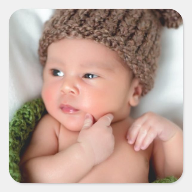 Personalisiertes Foto macht es sich selbst Quadratischer Aufkleber (Vorderseite)