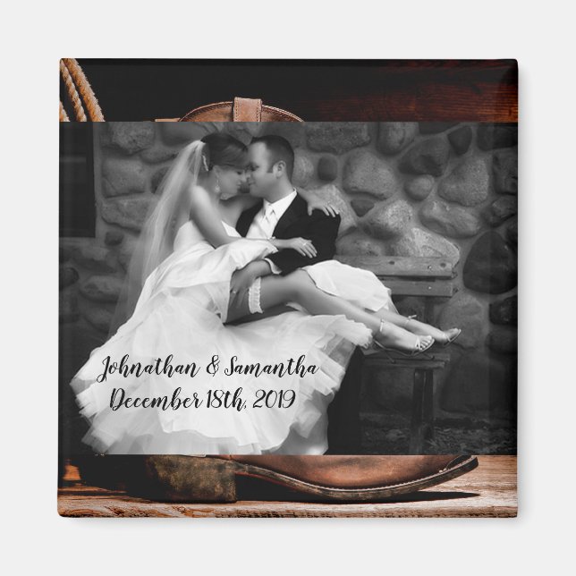 Personalisiertes Foto Magnet Cowboy Boots Barn Woo (Vorne)