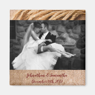 Personalisiertes Foto Magnet Weizen auf Burlap Sac
