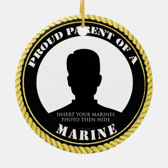 Personalisiertes Foto Marine Parnament Ornament (Hinten)