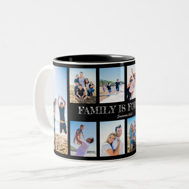 Personalisiertes Foto mit 10 Fotos Zweifarbige Tasse (Vorderseite Links)