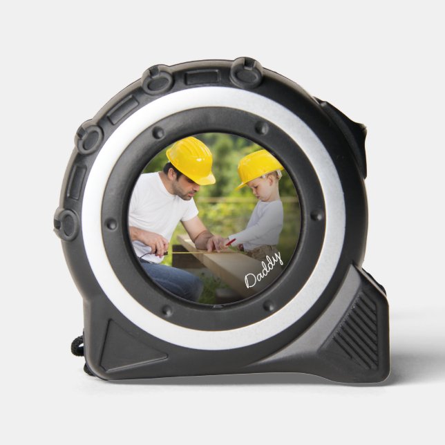 Personalisiertes Foto mit Daddy Text Maßband (Vorderseite)