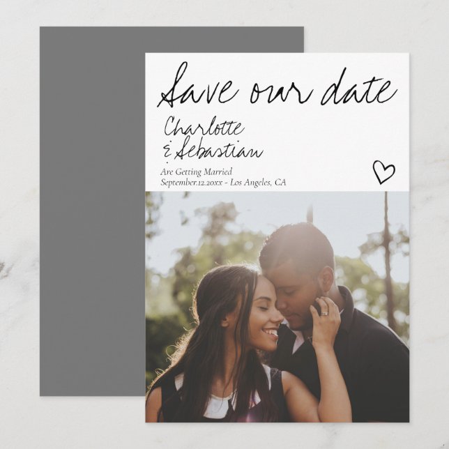 Personalisiertes Foto mit Datum gerettet Save The Date (Vorne/Hinten)