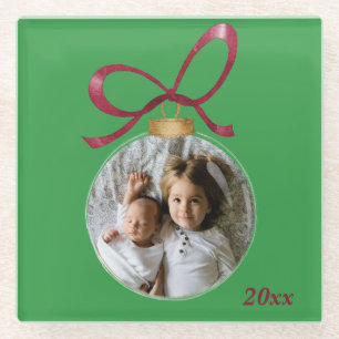 Personalisiertes Foto mit dem Jahr-benutzerdefinie Glasuntersetzer