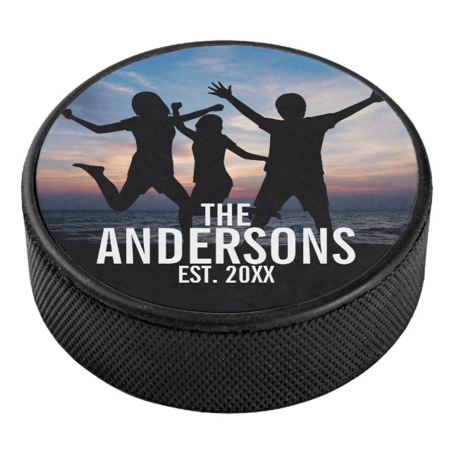 Personalisiertes Foto mit Familienname Eishockey Puck (3/4)