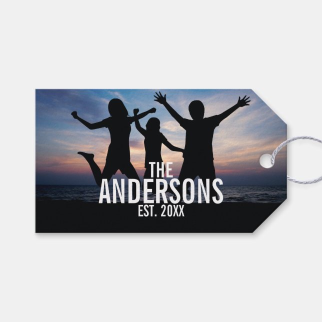 Personalisiertes Foto mit Familienname Geschenkanhänger (Vorderseite (Horizontal))