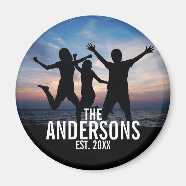 Personalisiertes Foto mit Familienname Magnet (Vorne)