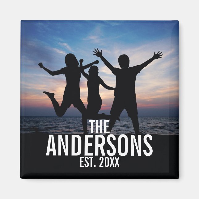 Personalisiertes Foto mit Familienname Magnet (Vorne)