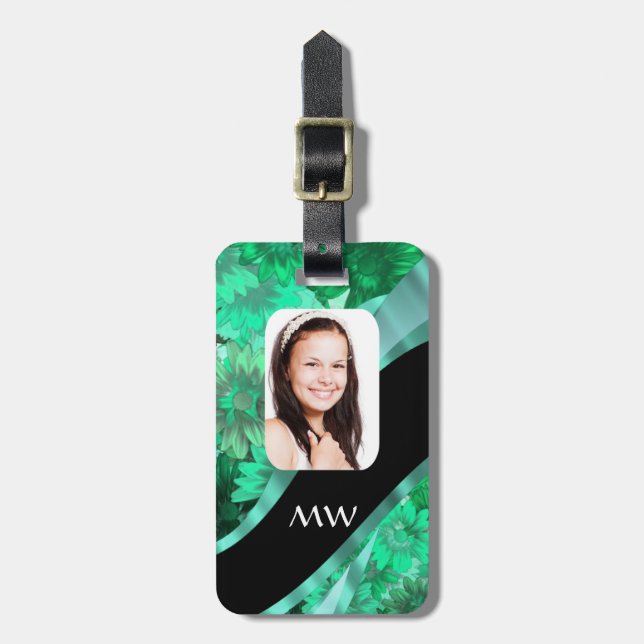 Personalisiertes Foto mit grüner Blüte Gepäckanhänger (Vorderseite vertikal)