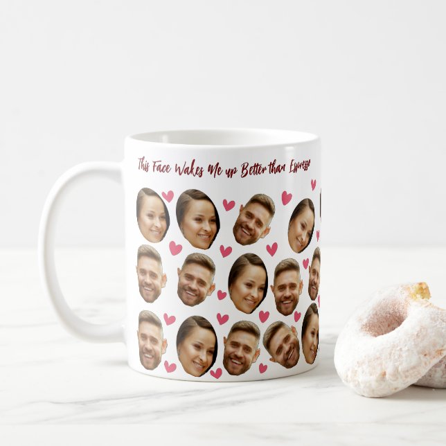 Personalisiertes Foto mit Herzstück Kaffeetasse (Mit Donut)