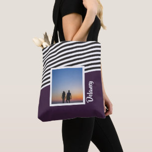 Personalisiertes Foto mit lila und gestreiftem Mus
