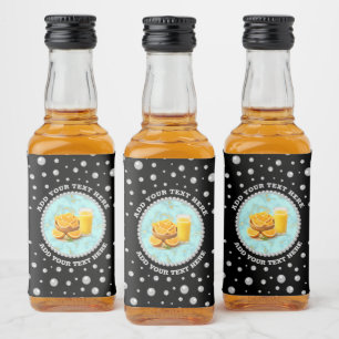 Personalisiertes Foto mit Perlenkreis auf Schwarz Alkoholflaschenetikett
