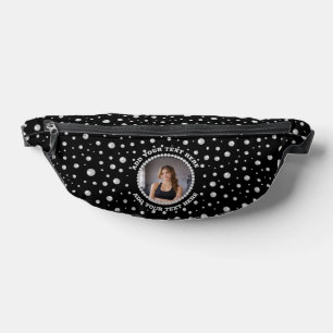 Personalisiertes Foto mit Perlenkreis auf Schwarz Bauchtasche