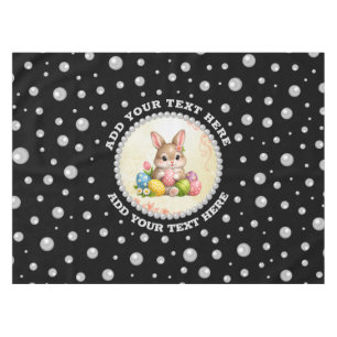 Personalisiertes Foto mit Perlenkreis auf Schwarz Tischdecke