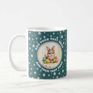 Personalisiertes Foto mit Perlenkreis auf Türkis Kaffeetasse