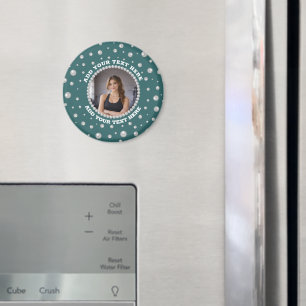 Personalisiertes Foto mit Perlenkreis auf Türkis Magnet