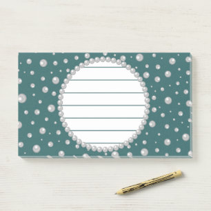 Personalisiertes Foto mit Perlenkreis auf Türkis Post-it Klebezettel