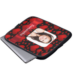 Personalisiertes Foto mit rotem und schwarzem Herz Laptopschutzhülle