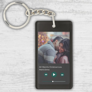 Personalisiertes Foto mit Song-Titel Schlüsselanhänger