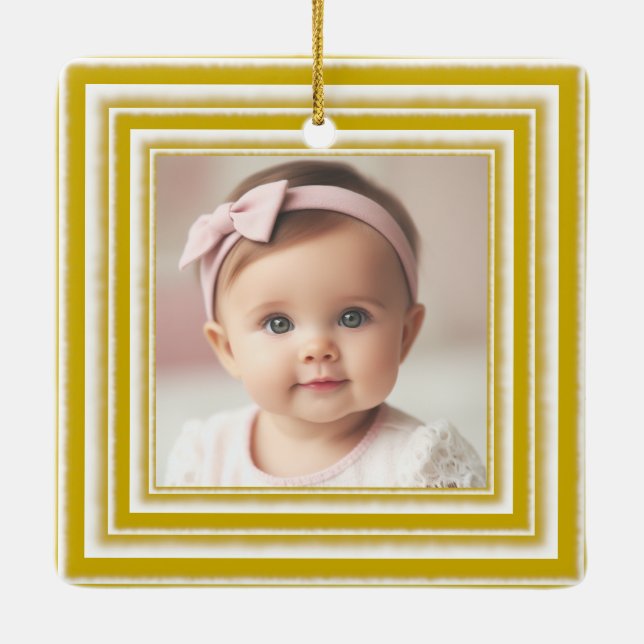 Personalisiertes Foto mit Vintagem Goldenen Rahmen Keramikornament (Rückseite)