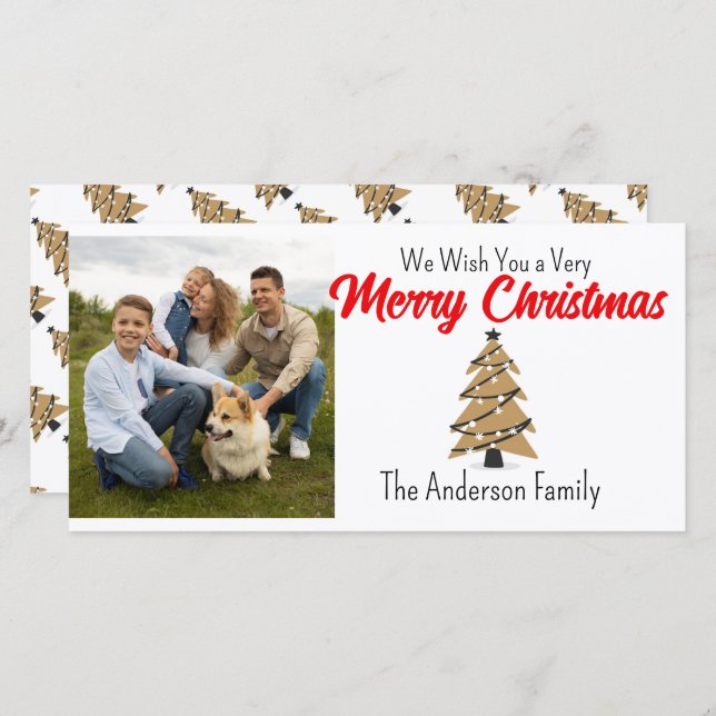 Personalisiertes Foto mit Weihnachtsbäumen Feiertagskarte (Vorne/Hinten)