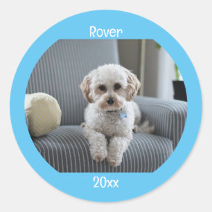 Personalisiertes Foto mit zwei Zeilen Text benutze Runder Aufkleber