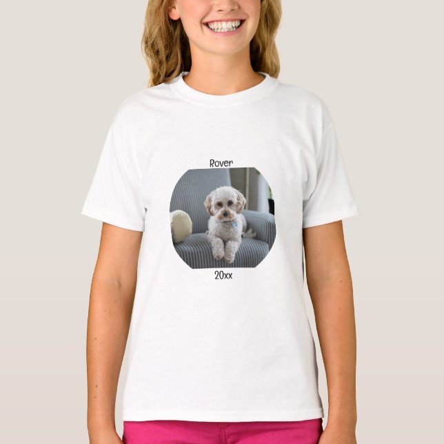 Personalisiertes Foto mit zwei Zeilen Text benutze T-Shirt (Vorderseite)