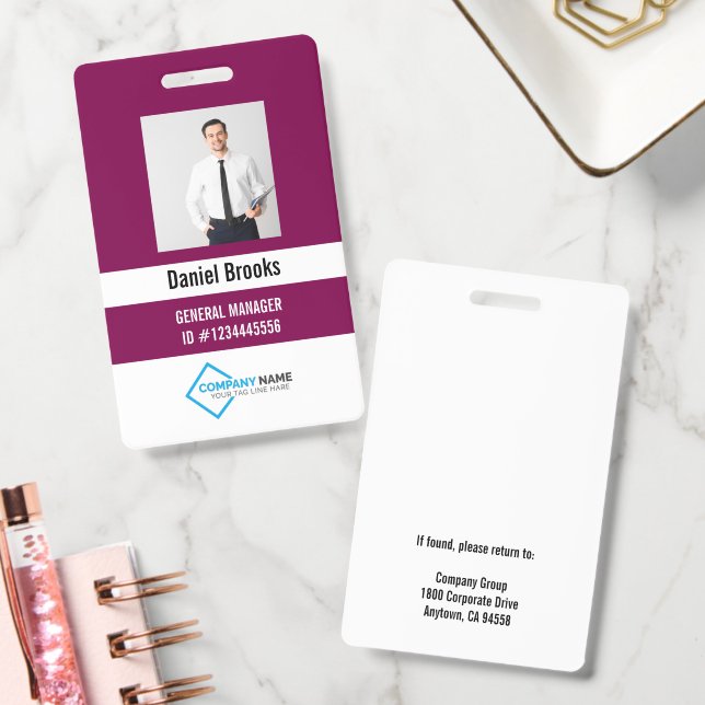 Personalisiertes Foto-Mitarbeiter-Logo-Abzeichen Ausweis (Büro)