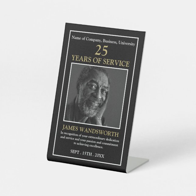 Personalisiertes Foto - Mitarbeiterpreis Sockelschild (Vorderseite)