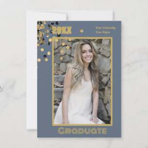 Personalisiertes Foto Moderne Grau-Gold-Glitzern Einladung