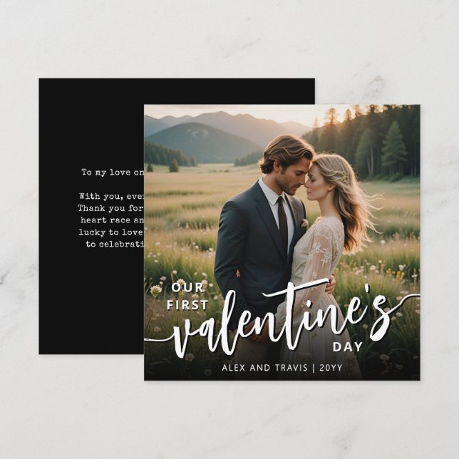 Personalisiertes Foto Modernes Erstes Valentinstag Feiertagskarte (Vorne/Hinten)
