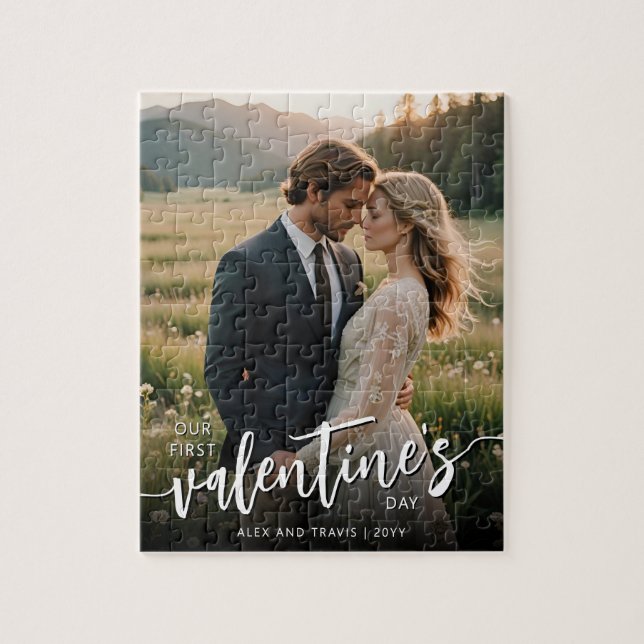 Personalisiertes Foto Modernes Erstes Valentinstag Puzzle (Vertikal)