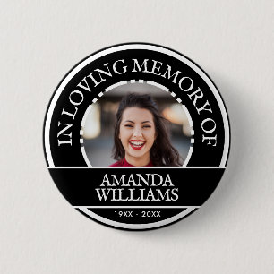 Personalisiertes Foto Modernes Memorial Black Button