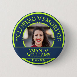 Personalisiertes Foto Modernes Memorial Blue Green Button