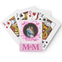 Personalisiertes Foto Monogram Hearts Pink Wedding