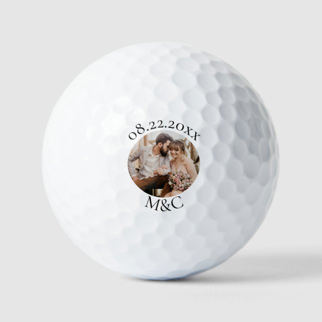 Personalisiertes Foto Monogram Wedding Golfball (Vorderseite)