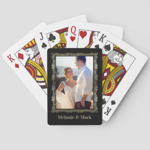 Personalisiertes Foto-Monogramm Elegante Hochzeit Spielkarten