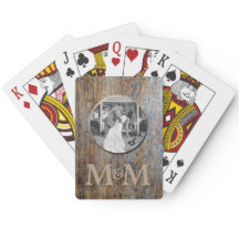 Personalisiertes Foto-Monogramm Rustikale Holz-Hoc