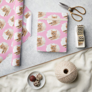 Personalisiertes Foto-Muster Rosa für süße Katzenl Geschenkpapier