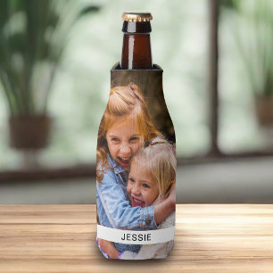 Personalisiertes Foto & Name Bierflasche Cooler Flaschenkühler