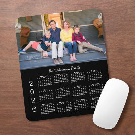 Personalisiertes Foto Name Black 2026 Kalender Mousepad