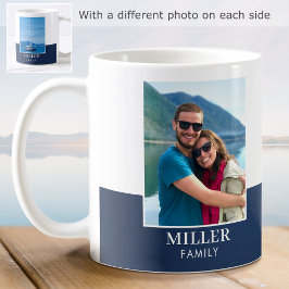 Personalisiertes Foto Name Dark Blue Modern Kaffeetasse