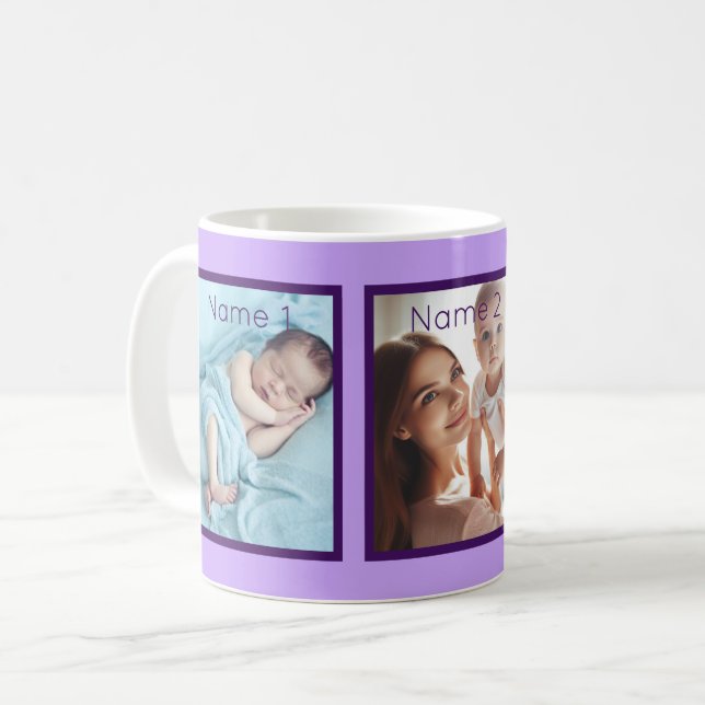 Personalisiertes Foto Name Lilac Violet Elegante N Kaffeetasse (Vorderseite Links)