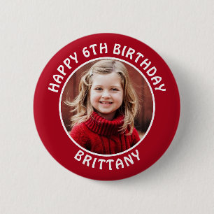 Personalisiertes Foto, Name und Alter Geburtstag Button