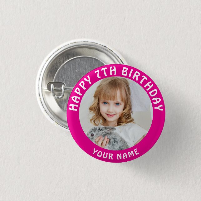 Personalisiertes Foto, Name und Alter Geburtstag K Button (Vorne & Hinten)