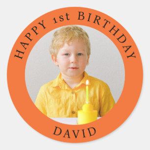 Personalisiertes Foto, Name und Alter Geburtstag K Runder Aufkleber