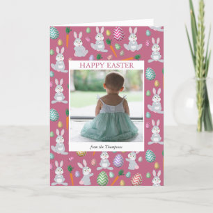 Personalisiertes Foto Niedlich Pink Ostersonnige K Feiertagskarte