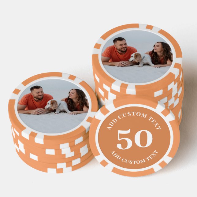 Personalisiertes Foto Orange 50-Wert-Spiel Pokerchips (Stapel)