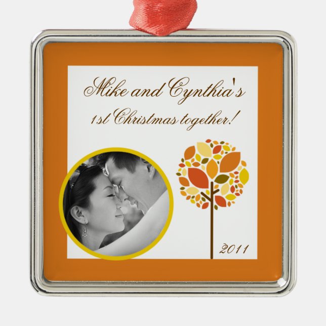 Personalisiertes Foto Ornament Moderner Baum (Vorne)