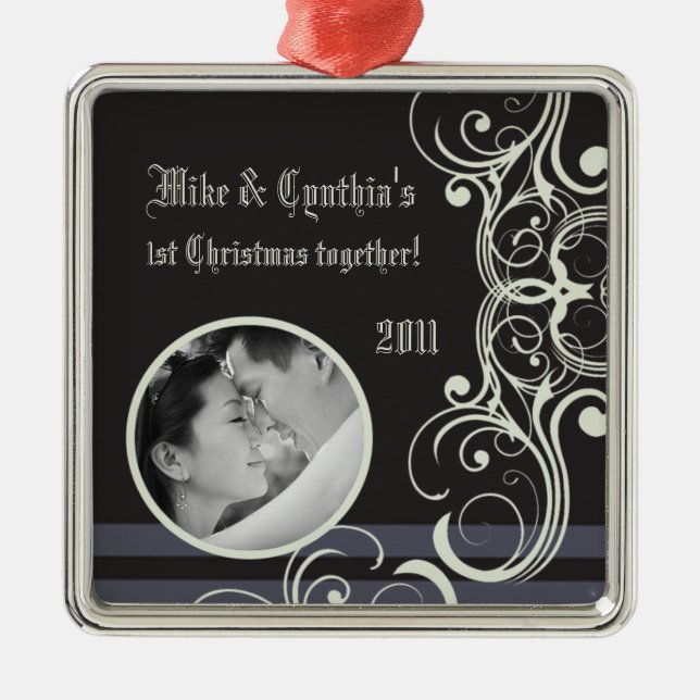 Personalisiertes Foto Ornament Schwarze Krawatte A (Vorne)